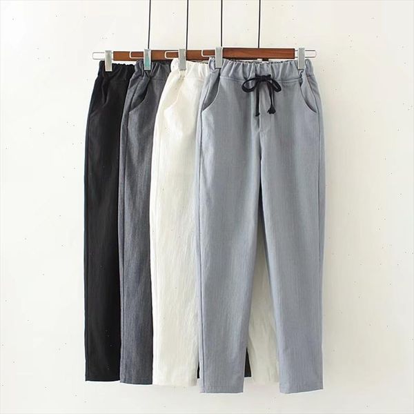 

autumn new casual solid harem pants women 2021 fashion stylish elastic waist fall cotton trousers for women slim trousers, Black;white