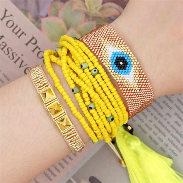 

go2boho miyuki bracelet for women jewelry friendship bracelets bohemian summer rainbow pulseiras mujer handmade woven jewellery y200730, Black