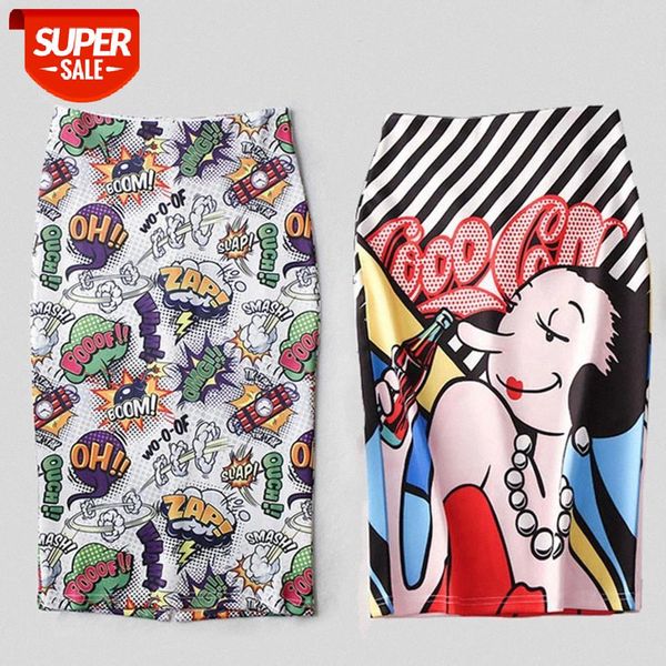

bonjean women's pencil skirt new cartoon mouse print high waist slim skirts women young girl summer female falda #vo1t, White;black