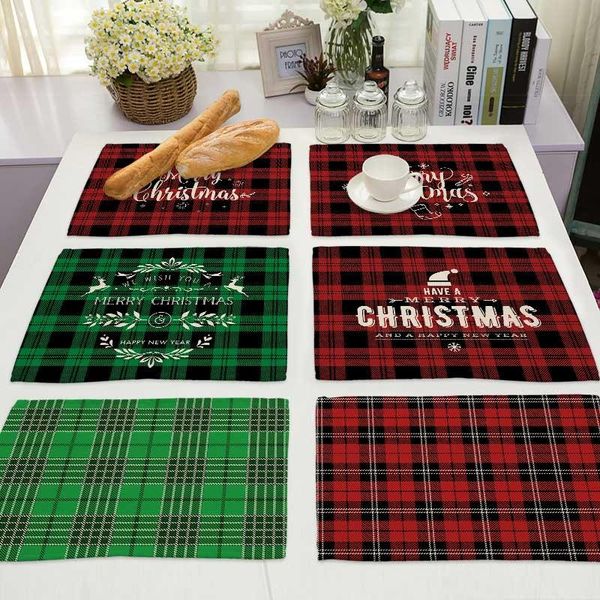 

mats & pads christmas tree snowflake cotton linen pad dining table bowl cup mat pattern kitchen placemat home decor mx0010