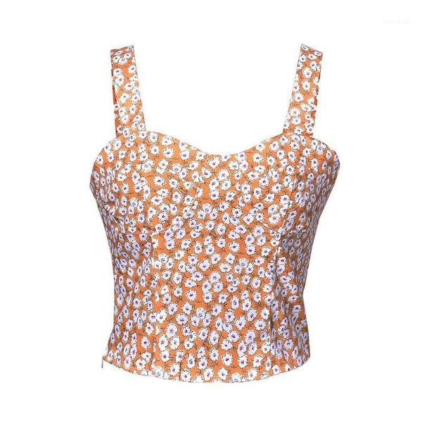 

floral beach crop women tank backless printed fashion boho holiday casual chic sweet yellow summer camisole girl1, White