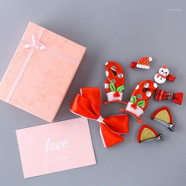 

christmas decorations headdress cat ears antler gift box big bow hair accessories girl clip xmas lovely decorations1