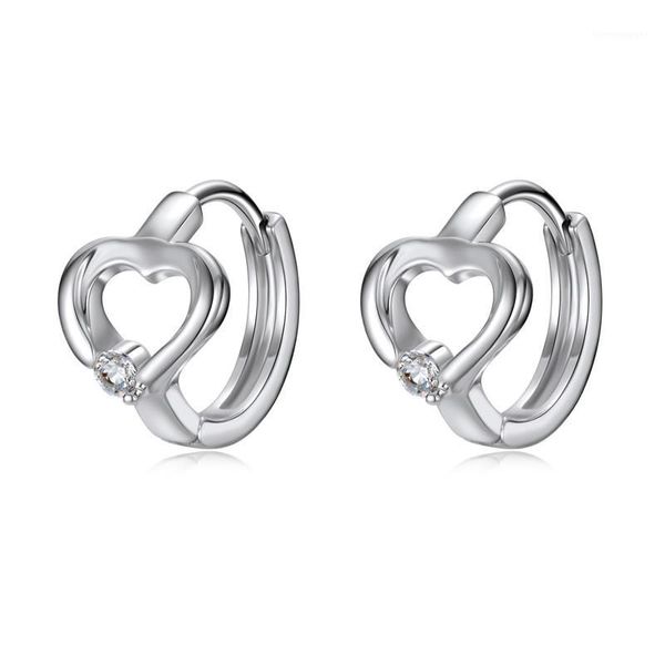 1Pair Metal Color Crystal Heart Mini Brincho de argola Mulheres chiques glitter hollow amor pequenos brincos femininos jóias pingentes e6801