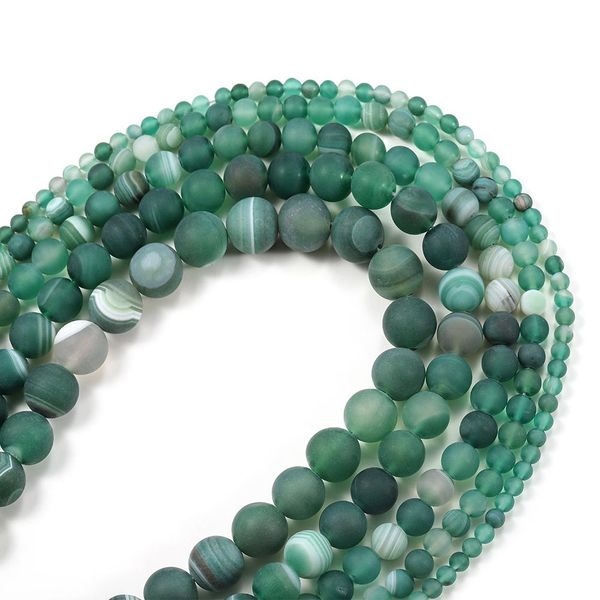 

1strand lot 4 6 8 10 12mm matte green strips agates beads stone round loose beads for diy bracelet jewelry makings supplies h bbykag