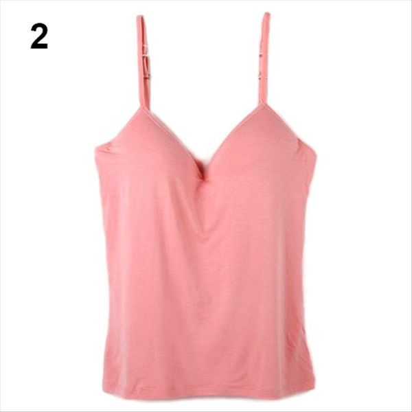 

fashion womens adjustable built in bra padded self mold bra tank tees camisole retail wholesale 5aux 7ebs, White
