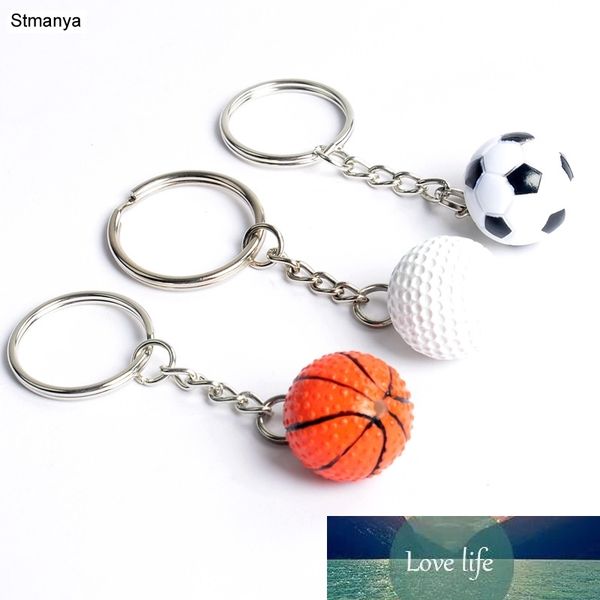 

new fashion sports keychain car key chain key ring football basketball golf ball pendant keyring for favorite sportsman's gift, Silver