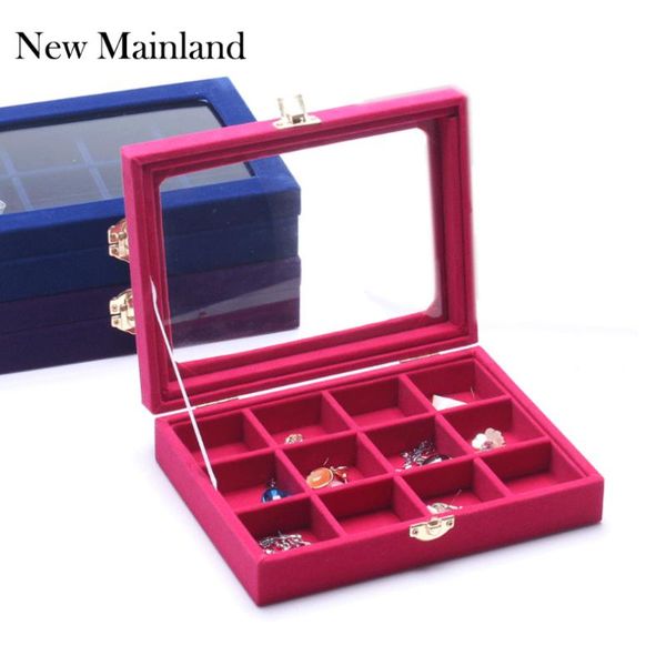 

jewelry box glass cover ring storage box stud earring wheel stud earring jewelry holder accessories display rack, Pink;blue