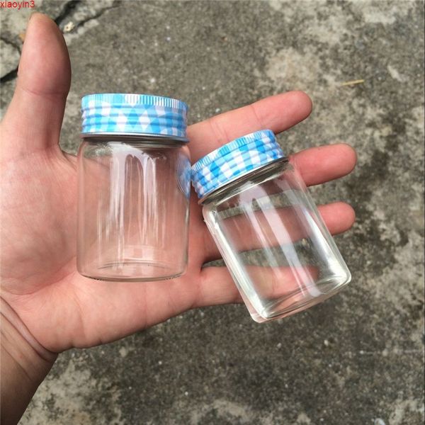 47*70*34mm 80ml Glasflasche Silikonstopfen Aluminiumkappe Auslaufsichere leere Gläser Transparente Flaschen Behälter 12 StückHohe Qualität