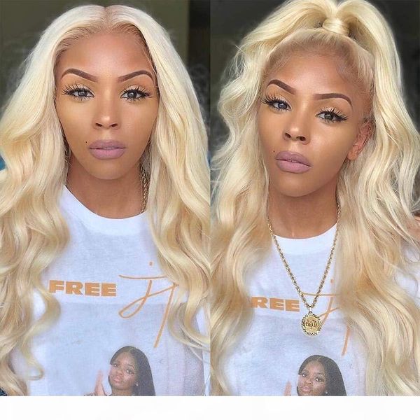 

613 honey blonde lace front wigs pre plucked with baby hair body wave lace front human hair wigs 13x6 transparent lace front wigs, Black;brown