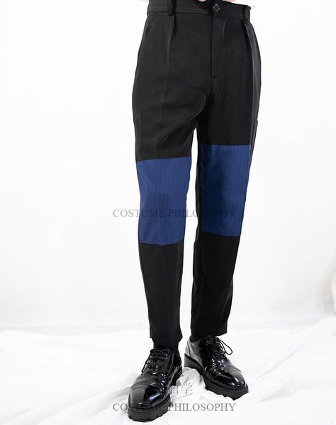 

27-44 big size pants original nine-point striped men's casual pants personality slender classic simple men's wear1, Black