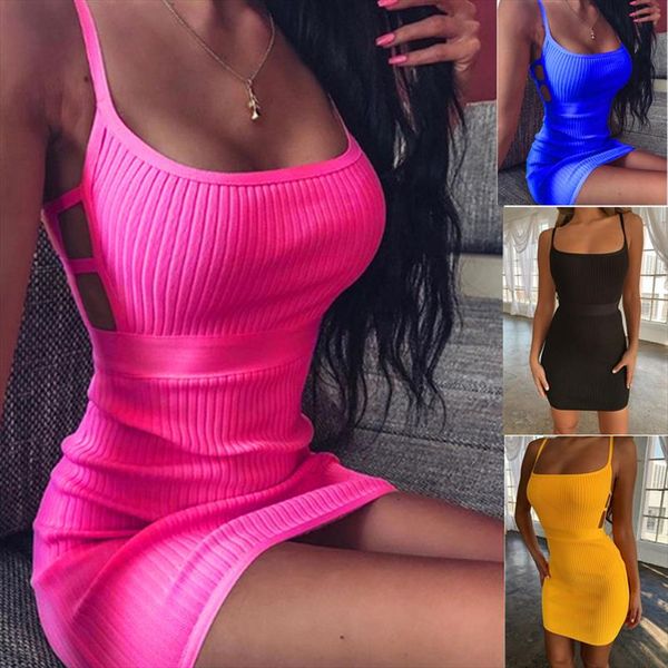 

women bodycon dress sleeveless o neck spaghetti strap stretchy package hip short mini dress womens club vestido, Black;gray