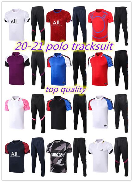

2020 2021 paris short sleeve polo tracksuit training suit mbappe cavani tracksuit 20 21 paris long pants football uniform set, Black