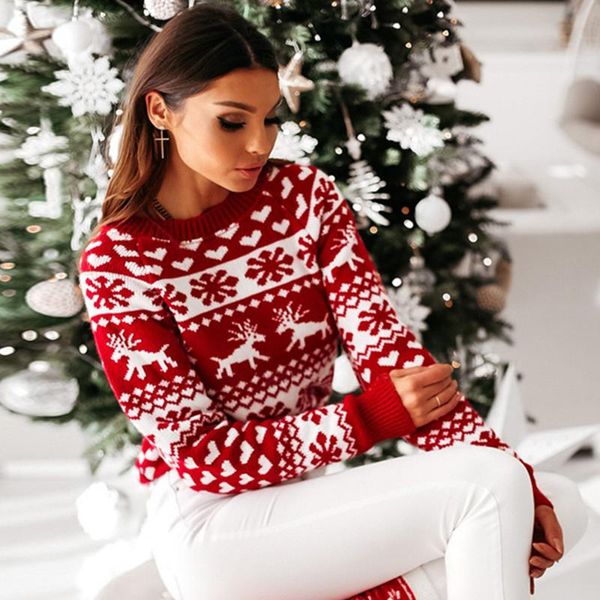 

2020 winter new knitted sweater women christmas elk long sleeve knitted sweater female casual fashion pullover jumper lady, White;black