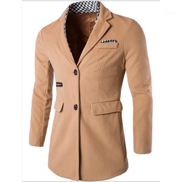 

2020 casual men's clothing coat fashion thousands of birds grid decoration detachable collar decoration coat men1, Tan;black