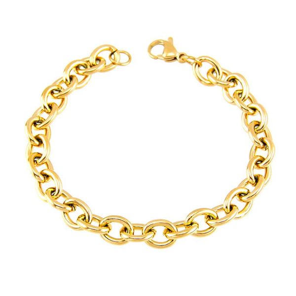 

link, chain 100% stainless steel bracelet men big rolo cable bracelets & bangles homme hip hop jewelry wholesale 5pcs, Black