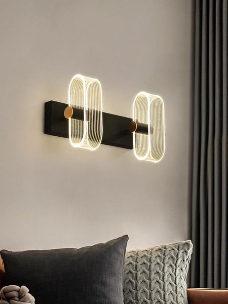 

simple modern led wall lamp aluminum creative black wall-sconce for bedroom bedside background corridor aisle stairwell deco