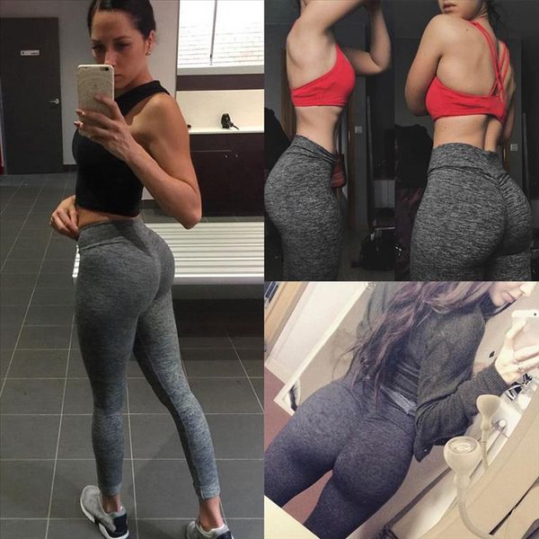 

womens leggings stretchy high waist back ruched legging butt lift pants hip push up workout stretch capris deporte mujer, Black