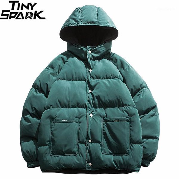 

men's down & parkas 2021 streetwear hip hop reversible jacket parka men padded windbreaker harajuku puffer coat warm hooded outwear loo, Black
