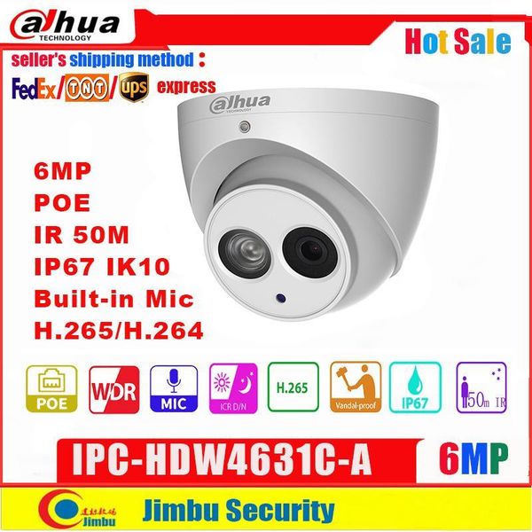 

dahua ip camera ipc-hdw4631c-a 6mp dome camera metal body poe dahua 6 h.265 built-in mic ir50m ip67 ik101