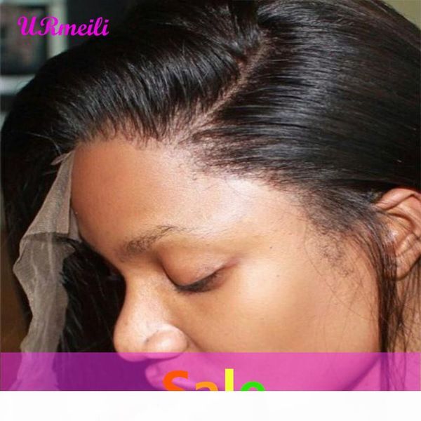 

прямой шнурок фронтальная парик с pre щипковых волос младенца полный концы волос девственницы бразильская 13x4 фронта шнурка человеческих во, Black;brown