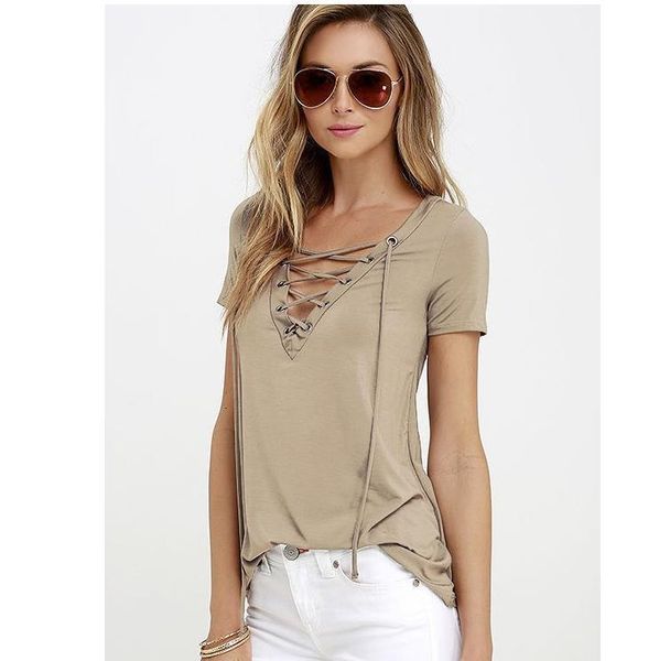

6 colors t-shirt v-neck women t shirt summer short sleeve femme tee tshirt drop shipping, White