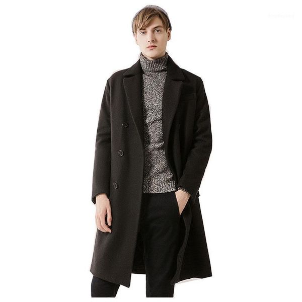 

black coat autumn jacket trench coat men brand clothing fashion mens long male overcoat m-3xl1