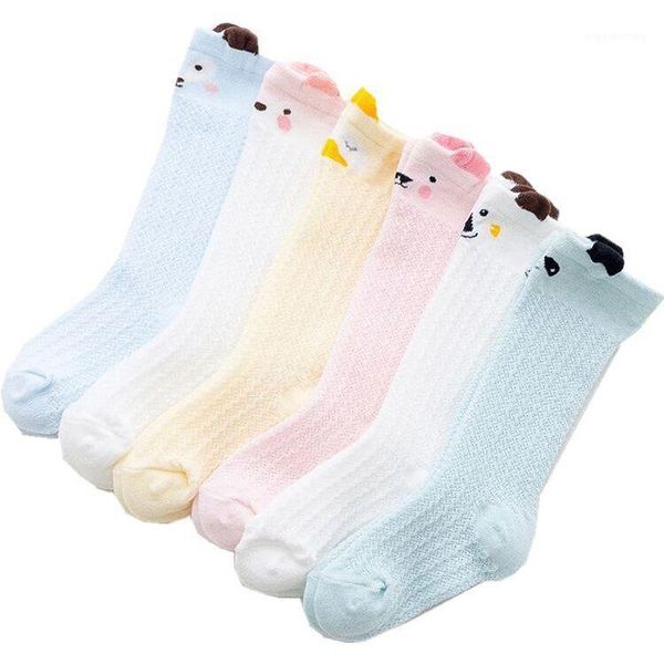 

2pair baby stockings summer mesh socks cartoon in the tube over knee socks baby anti-mosquito 0-1-3 years old1, Pink;yellow