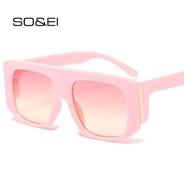 

sunglasses so&ei fashion oversized square women vintage pink yellow gradient eyewear men trending shades uv400 sun glasses, White;black