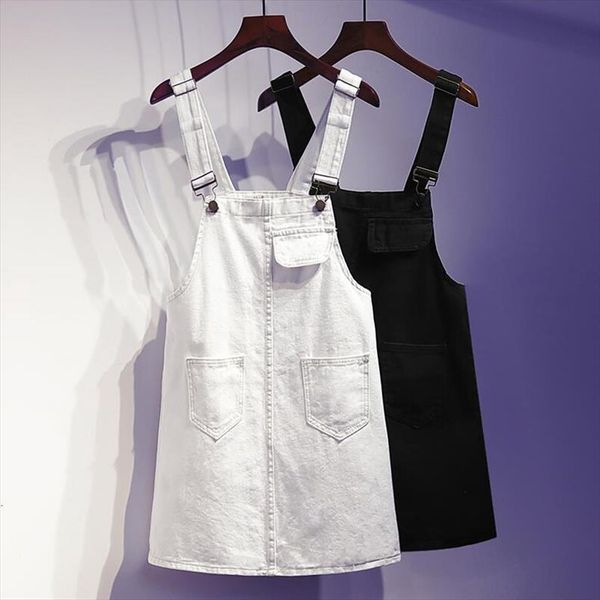 

europe 2020 summer new large size 5xl spaghetti strap denim sundress dress women fashion solid loose jeans dress female p773, Black;gray