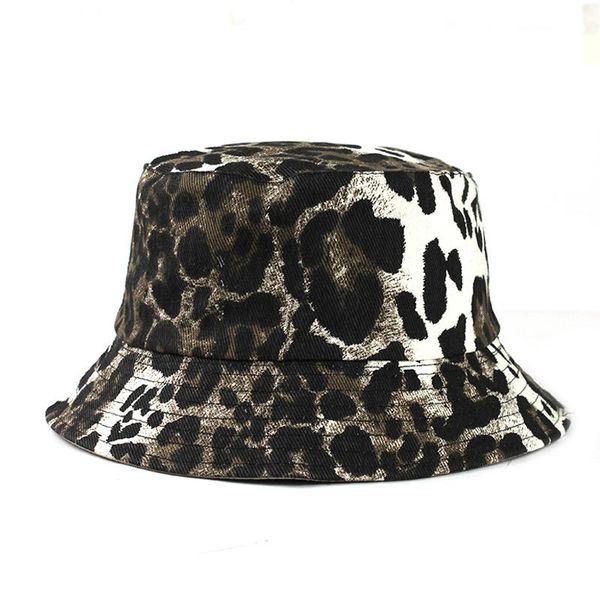 

flb] летний складной леопардовый принт ведро шляпа женщин наружные хлопковые колпачки мужчины бассейна caphau sun предотвратить шляпы f378, Black;white