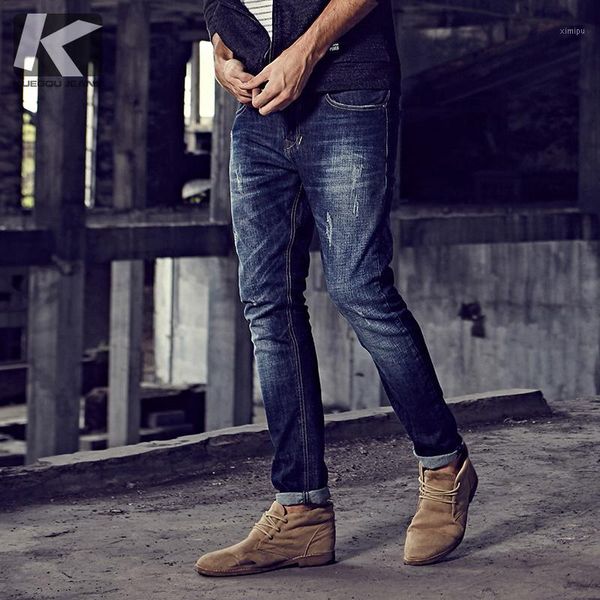 

autumn men jeans cotton patchwork blue color pocket for man fashion slim fit denim pants 2018 new male wear long trousers 93961
