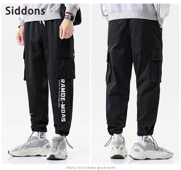 

siddons autumn 2020 new korean casual side pocket overalls men's fashion trend jogging men's black hip hop pants
