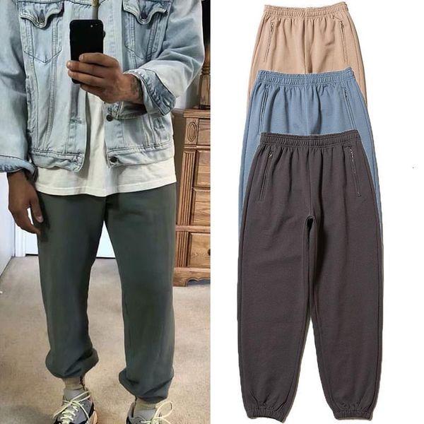 

kanye west season 6 solid color sweatpants men women cotton blue brown apricot season 6 pants trousers joggers kanye sweatpants, Black