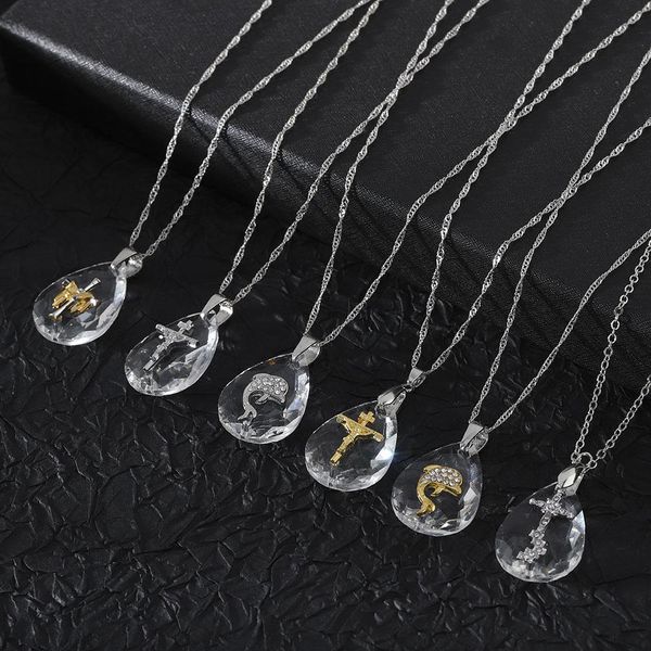 

мода крест серебряный золотой цвет кулон ожерелье кристалл ювелирные изделия подарок выписки ожерелье бесплатная доставка мода крест jllnvm, Black;white