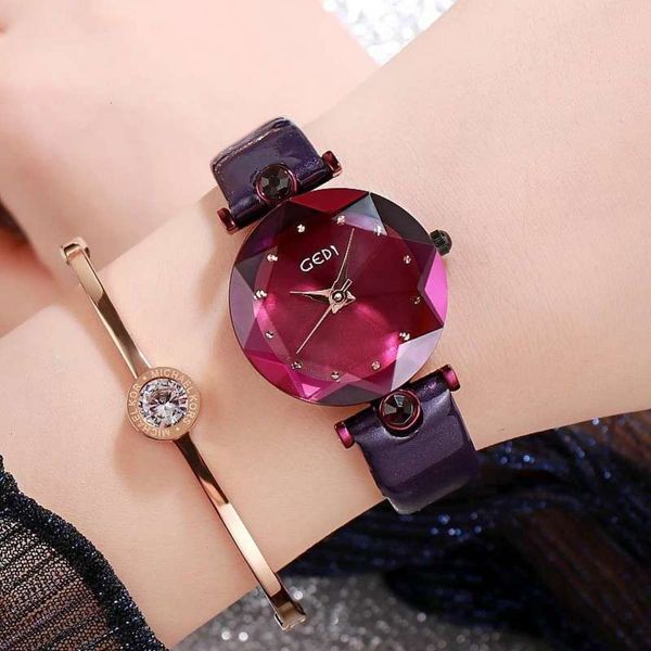 

fashion korean gedi simple student leisure new version trend waterproof belt personalized diamond women's watch fr2q, Slivery;brown