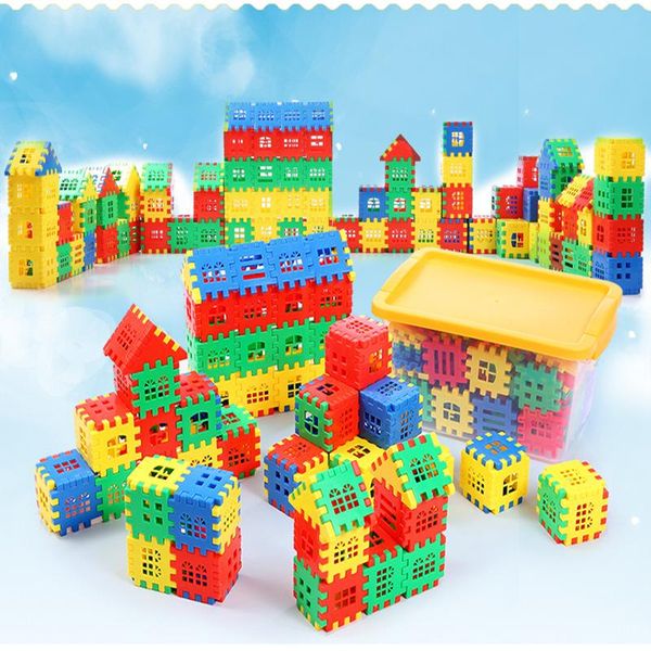 

50pcs lot diy color puzzle building block plastic insert building block house assembly educational toy children gift yjn wmtfdx mywjqq