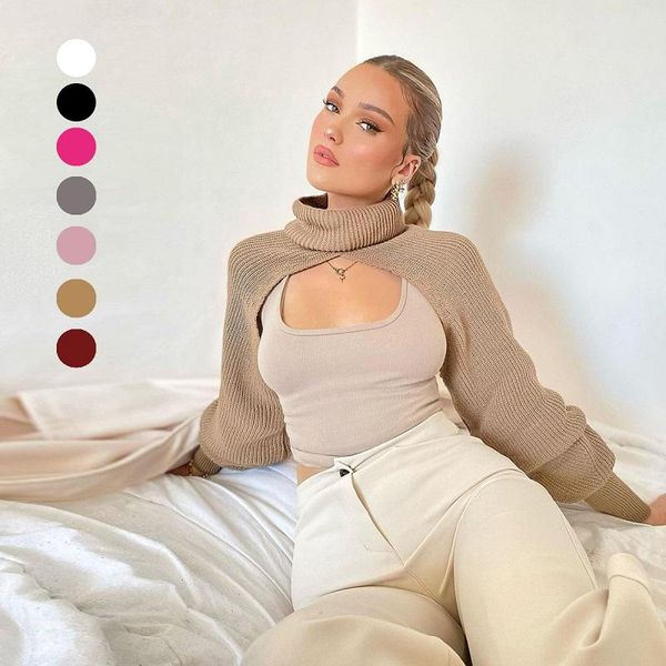 

autumn woman pullover lantern sleeve thick needle wool knit sleeve solid color sweater women turtleneck oversized sweater jumper, White