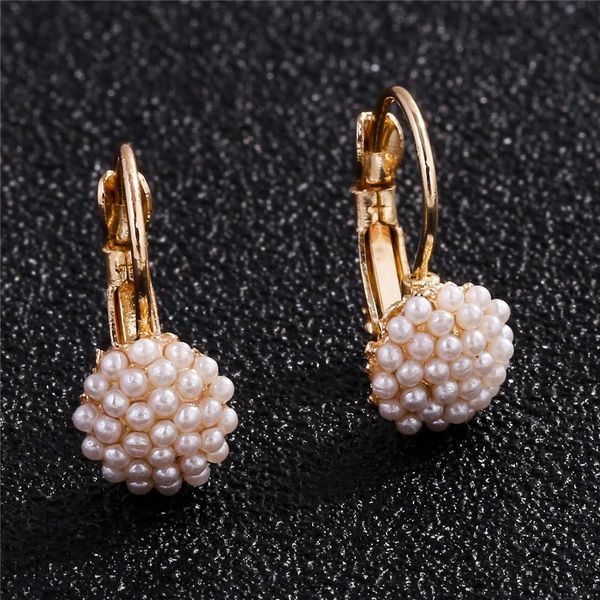 

новая мода ювелирные изделия женщины леди элегантные жемчужные бусины ушные серьги для женщин свадебные евреальные рождественские украшения, Golden