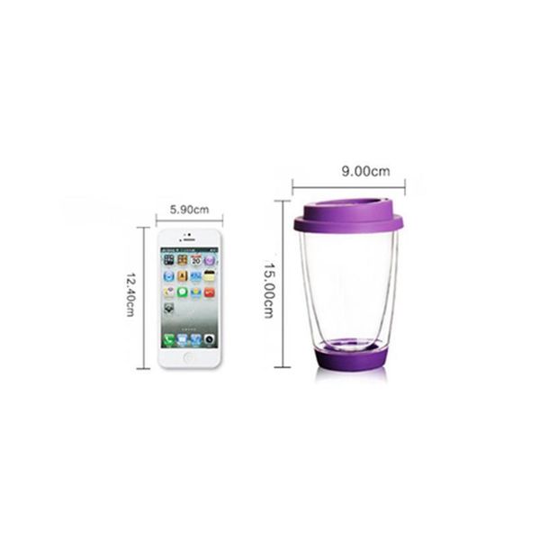 

350ml colorful heat-resistant double wall glass cup with sil cover and bottom clean coffee tea glass mug tea d bbypvr