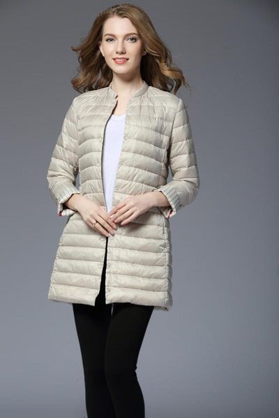 

new women's white duck down packable down jacket light weight puffer coat hip-length winter fashion coat, Black