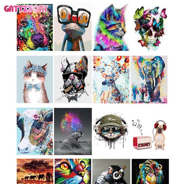 

gatyztory 60x75cm рамка diy масляное цифровая картина наборам bumbers наборы животных абстрактная акриловая краска по номерам для взрослых h