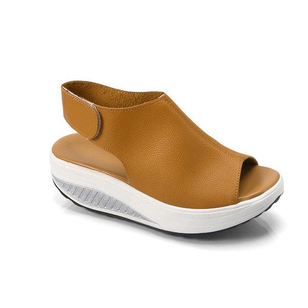 

2021 fashion new ladies sandals large size 35-43 fish mouth thick bottom shake bottom sandals ladies wedge, Black