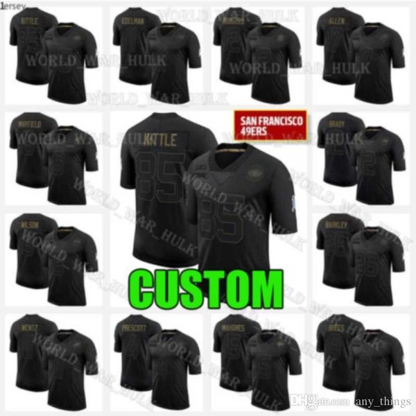

san francisco 49ers jerseys custom 2020 salute to service nick bosa george kittle colin kaepernick jimmy garoppolo deebo samuel, Black;red
