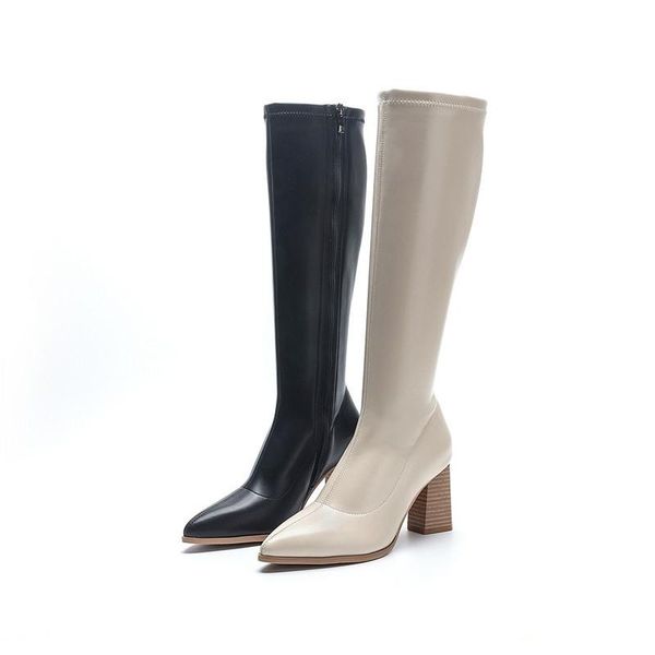 

women's rubber boots female shoes boots-women thigh high heels high round toe winter footwear rain mid calf, Black