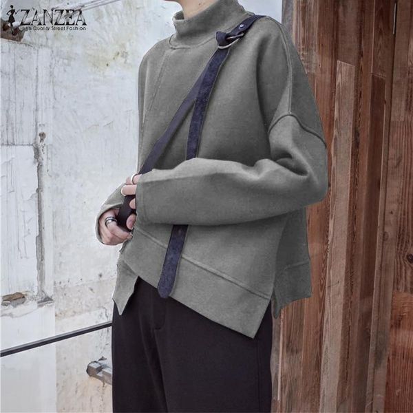 

stylish solid sweatshirts women's autumn hoodies casual long sleeve pullovers female asymmetrical tunic kg-673, Black