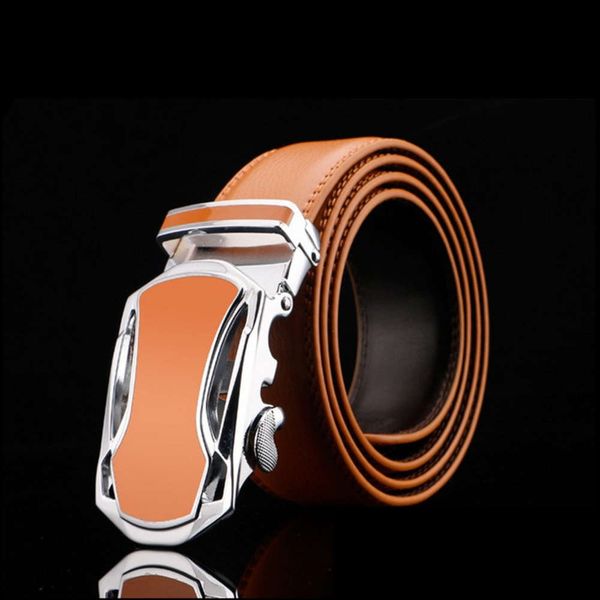 

automatic buckle leather orange yellow brown casual suit youth trendy men's versatile trouser gift belt, Black;brown