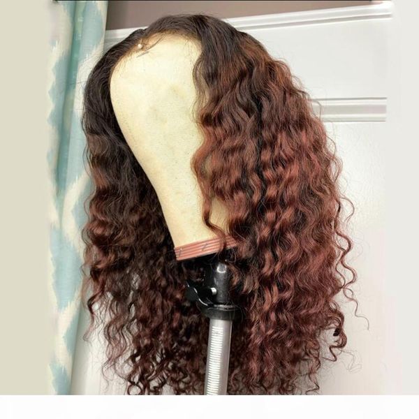 

ombre brown water wave human hair full lace wigs for women brazilian remy bleached konts glueless wigs with baby hair, Black;brown