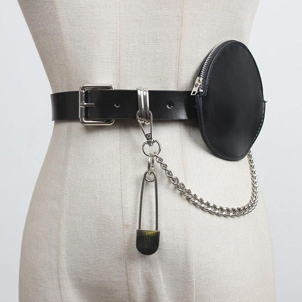 

belts seebeautiful metal chain pin buckle pu leather removable mini bag waist girdle fashion 2021 spring women m855, Black;brown
