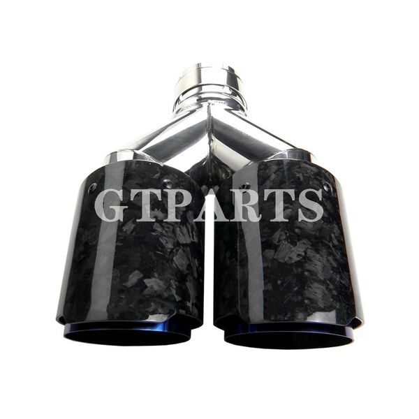 

new dual forged carbon fiber stainless steel universal exhaust tip muffler double end pipe for bmw benz vw golf toyota