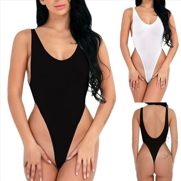 

bodysuit thong 2019 women new backless sleeveless summer beach bodysuit slim cami navy cross body suit jumpsuit sleepwear a27, Black;white